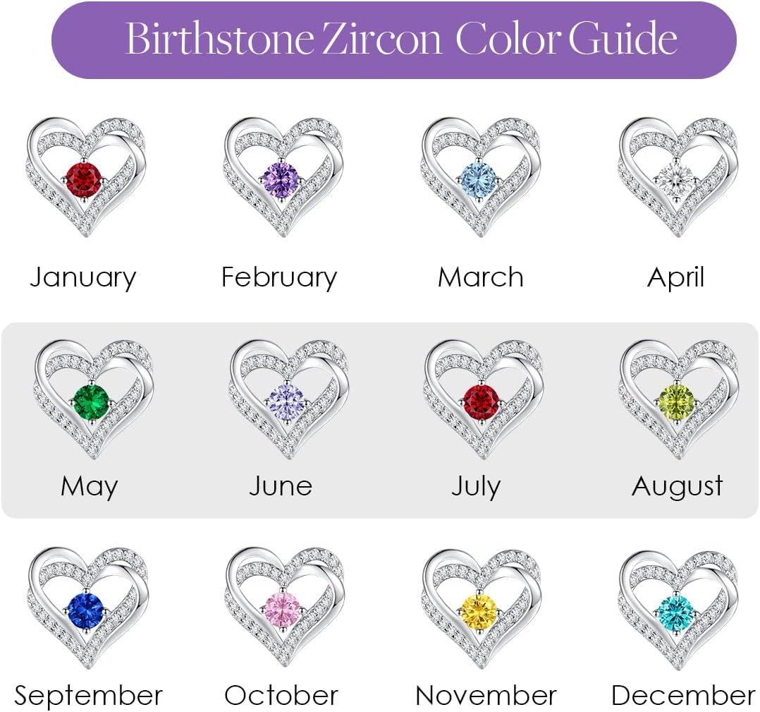 imageCDE Forever Love Heart Stud Earrings for Women 925 Sterling Silver Birthstone Heart Stud Earrings Christmas Day Mothers Day Gift Anniversary Birthday Jewelry Gifts for Women Wife HerSliver02Feb
