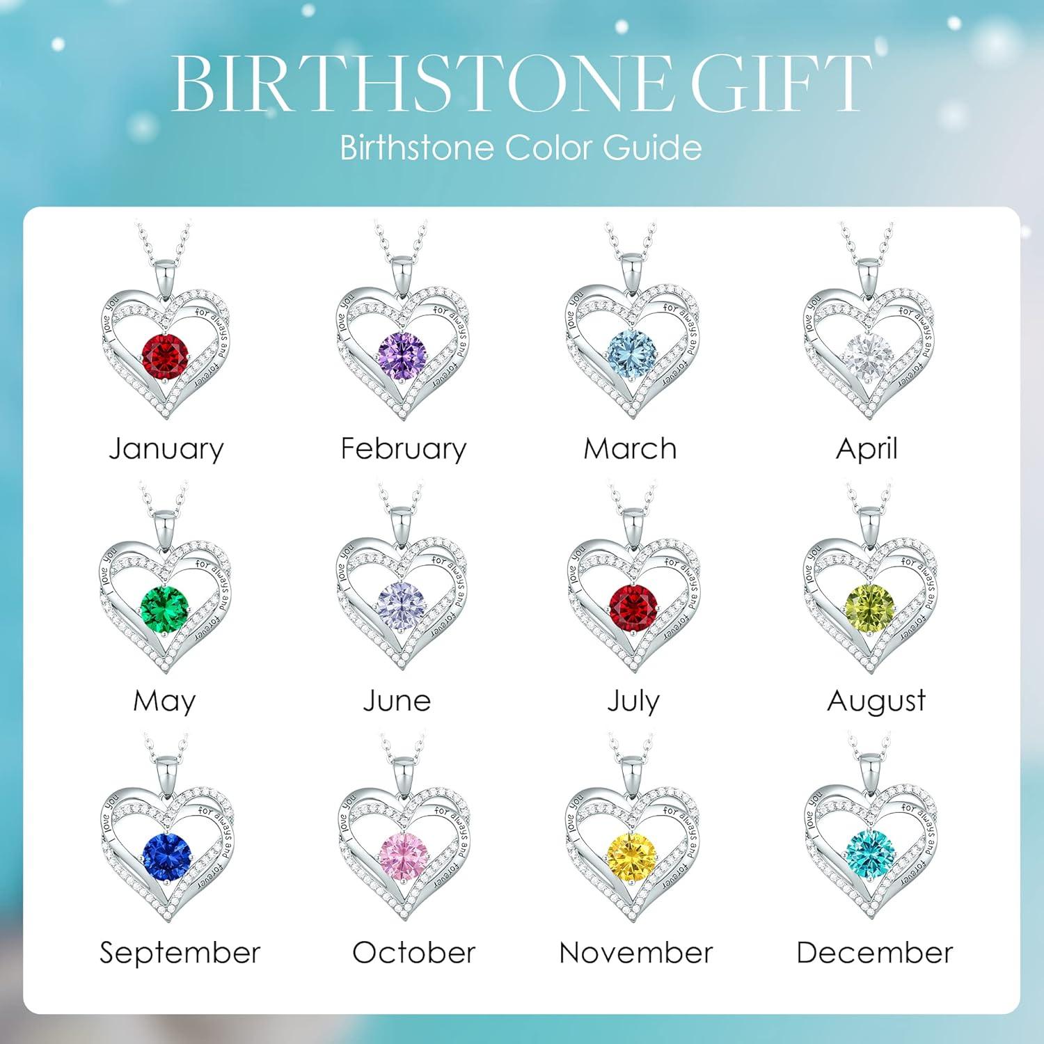 imageCDE Valentines Day Gift Forever Love Heart Necklaces for Women Wedding Anniversary Birthday Mothers Christmas Day Gifts for Mom Mother Wife S925 Silver Jewelry with Birthstone PendantSliver12Dec