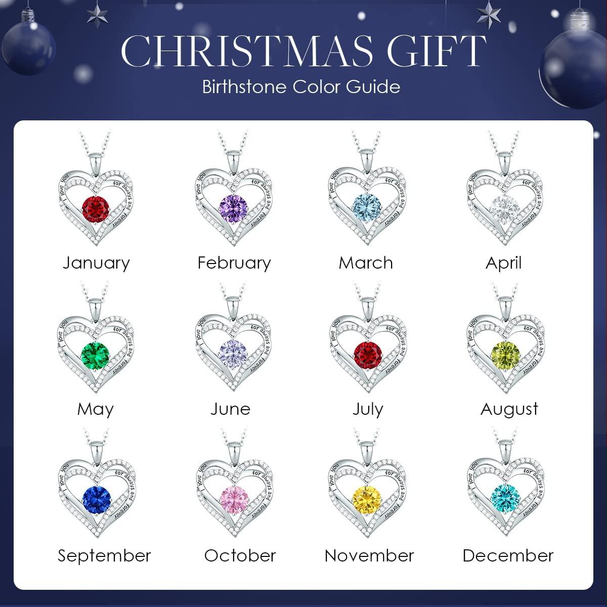 imageCDE Valentines Day Gift Forever Love Heart Necklaces for Women Wedding Anniversary Birthday Mothers Christmas Day Gifts for Mom Mother Wife S925 Silver Jewelry with Birthstone PendantSliver03Mar