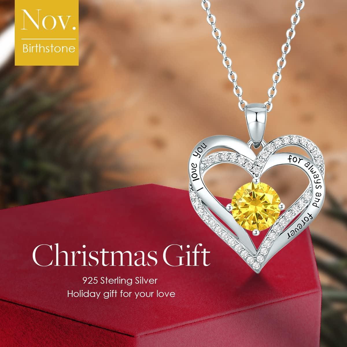 imageCDE Valentines Day Gift Forever Love Heart Necklaces for Women Wedding Anniversary Birthday Mothers Christmas Day Gifts for Mom Mother Wife S925 Silver Jewelry with Birthstone PendantSliver11Nov