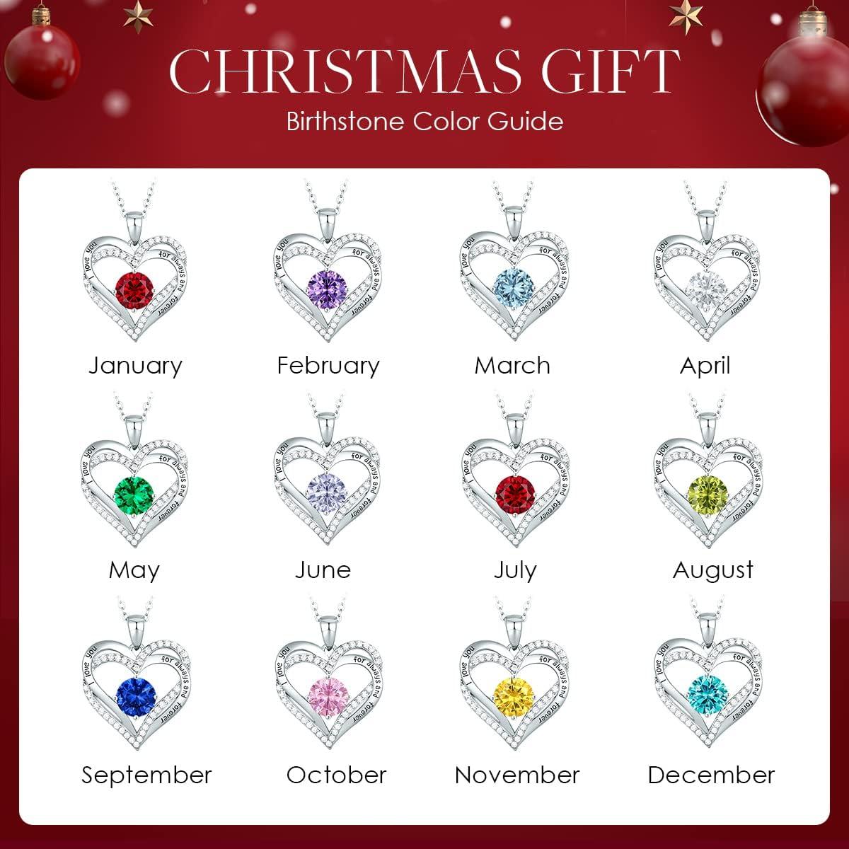 imageCDE Valentines Day Gift Forever Love Heart Necklaces for Women Wedding Anniversary Birthday Mothers Christmas Day Gifts for Mom Mother Wife S925 Silver Jewelry with Birthstone PendantSliver11Nov
