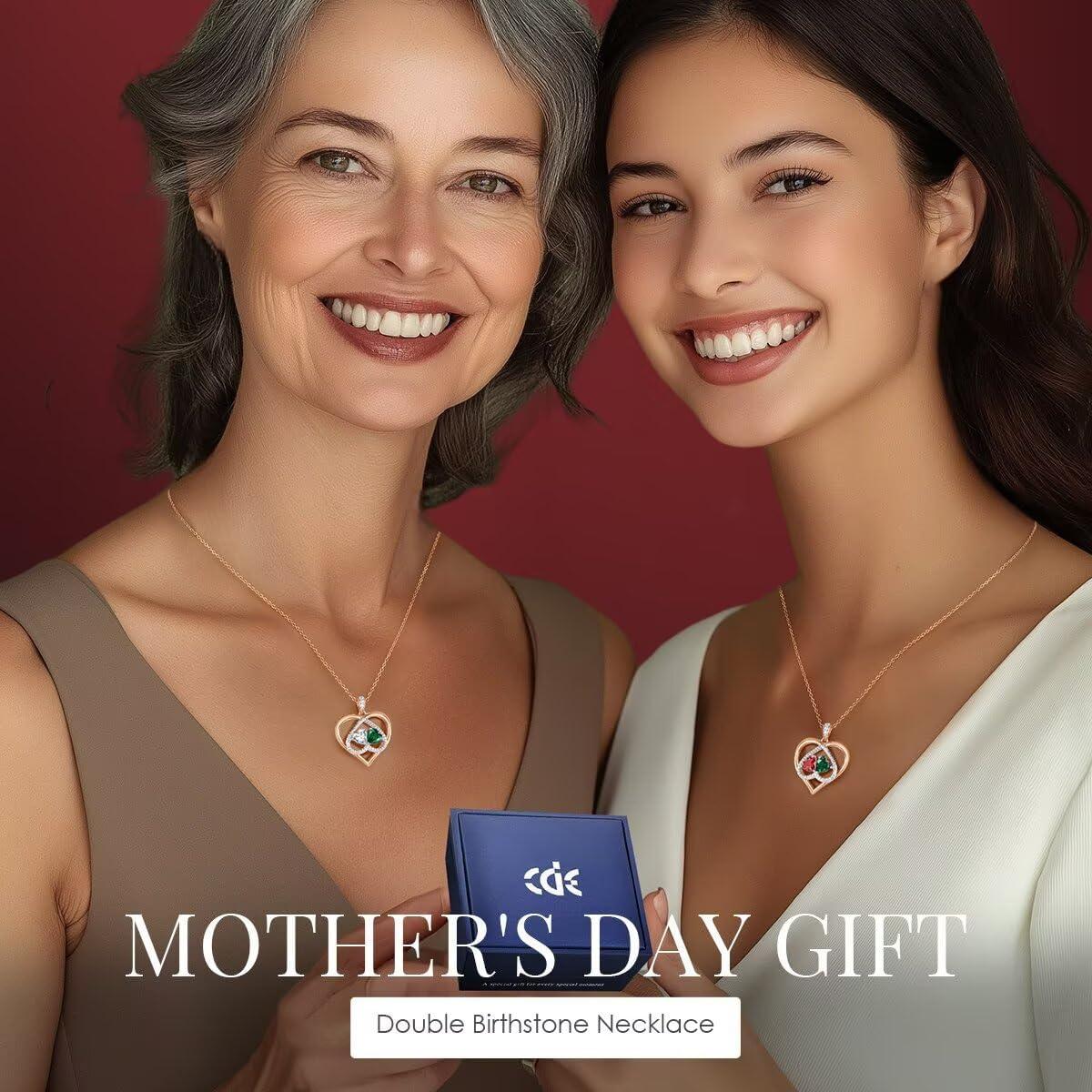 imageCDE Valentines Gifts for Women Rose Gold Double Birthstone Necklace for Women Personalized Pendant Jewelry Mothers Day Birthday Gift for Mom Wife1010OctOct Birthstone