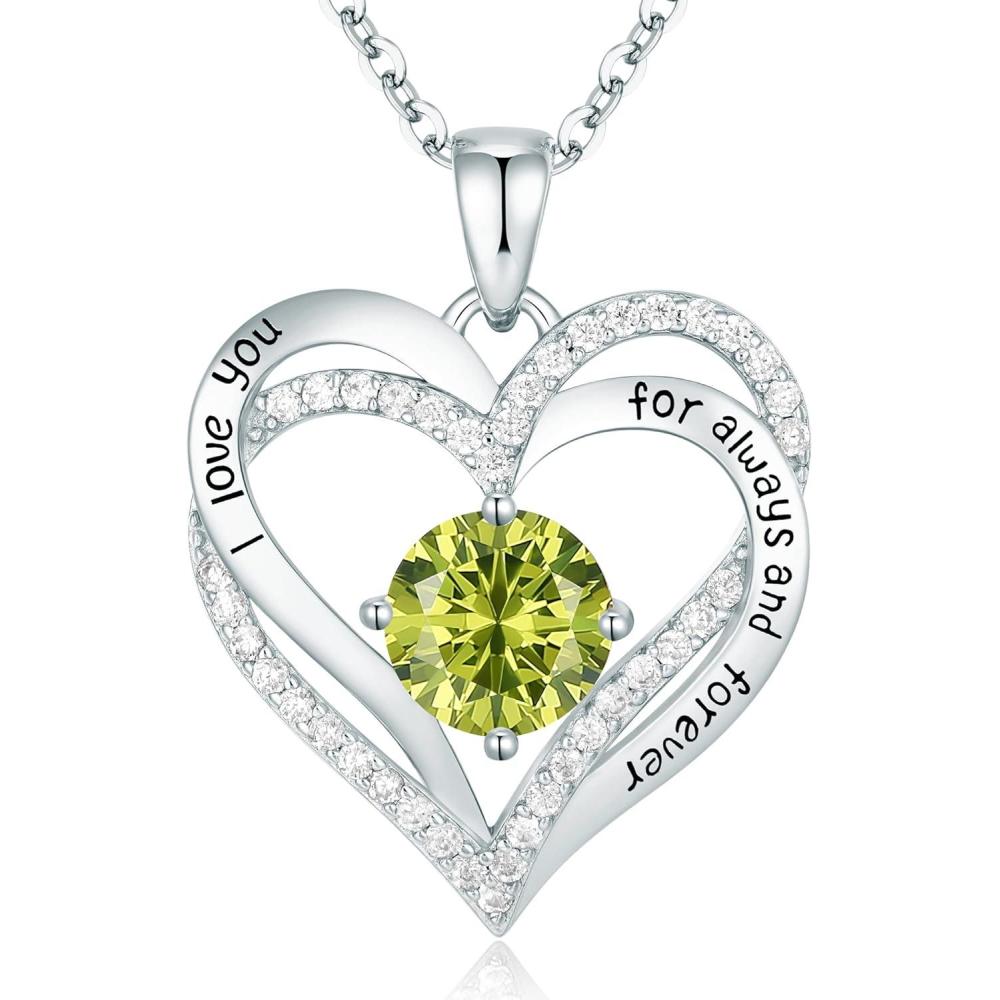 imageCDE Valentines Day Gift Forever Love Heart Necklaces for Women Wedding Anniversary Birthday Mothers Christmas Day Gifts for Mom Mother Wife S925 Silver Jewelry with Birthstone PendantSliver08Aug