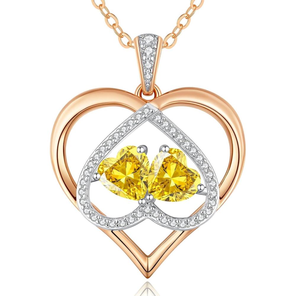 imageCDE Valentines Gifts for Women Rose Gold Double Birthstone Necklace for Women Personalized Pendant Jewelry Mothers Day Birthday Gift for Mom Wife1111NovNov Birthstone