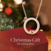 CDE Mother Daughter Necklaces 925 Sterling Silver Circle Pendant 10th Anniversary Sweet 16th Birthday Mother’s Day Jewelry Gifts for Mom Her