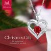 CDE Valentine’s Day Gift Forever Love Heart Necklaces for Women, Wedding Anniversary, Birthday Mothers Christmas Day Gifts for Mom, Mother, Wife, S925 Silver Jewelry with Birthstone Pendant(Sliver-07-July)