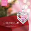 CDE Valentine’s Day Gift Forever Love Heart Necklaces for Women, Wedding Anniversary, Birthday Mothers Christmas Day Gifts for Mom, Mother, Wife, S925 Silver Jewelry with Birthstone Pendant(Sliver-10-Oct)