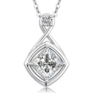 CDE Trendy Infinity Necklace with Square Moissanite Jewelry Hypoallergenic