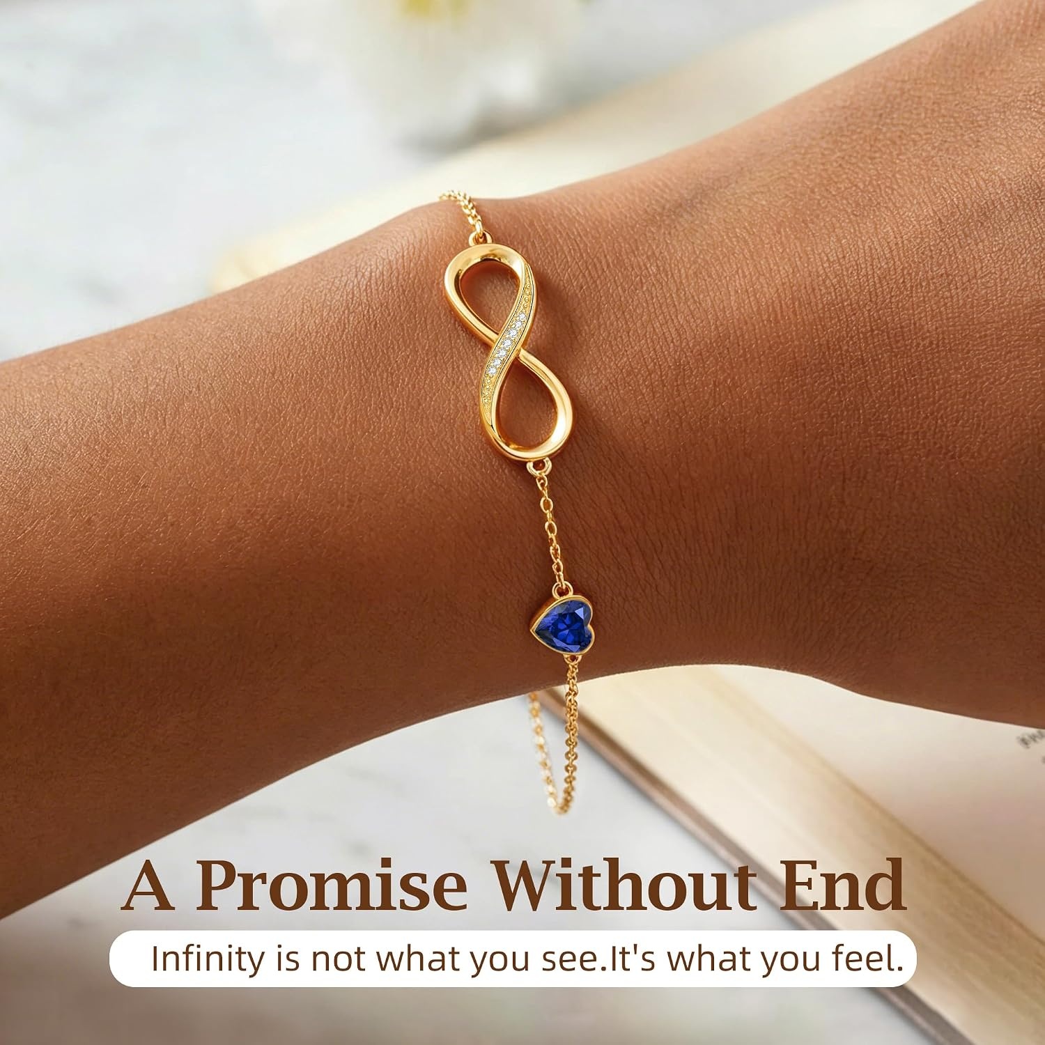 image:imageCDE Birthstone Infinity Bracelet 14K Gold Plated Jewelry Gift for Women09SetSapphire Blue