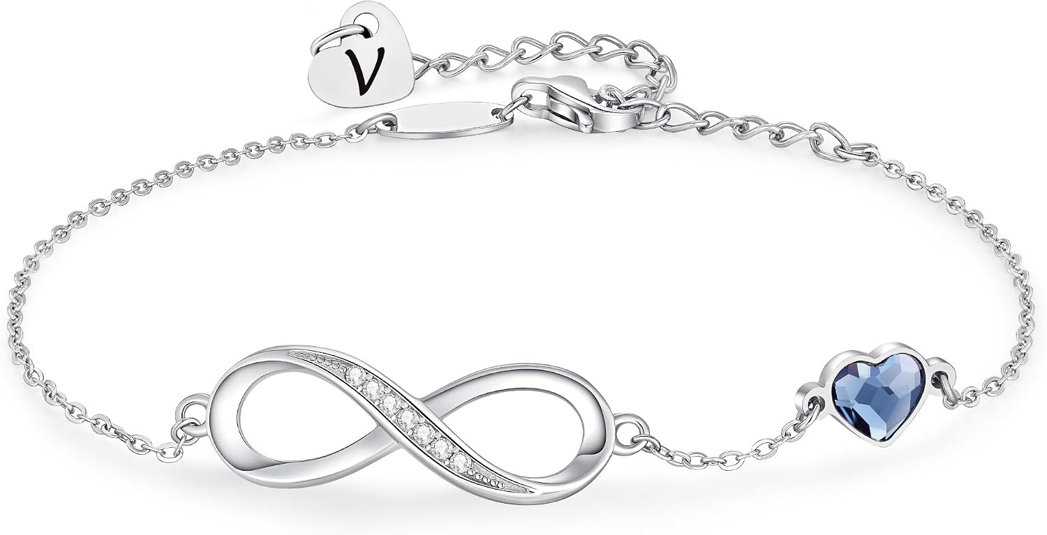 image:imageCDE Initial Heart Infinity Bracelets for Women Adjustable Dainty Letter Alphabet Charm Jewelry Birthday Gifts for Women Her Girlfriend Mom Wife22V