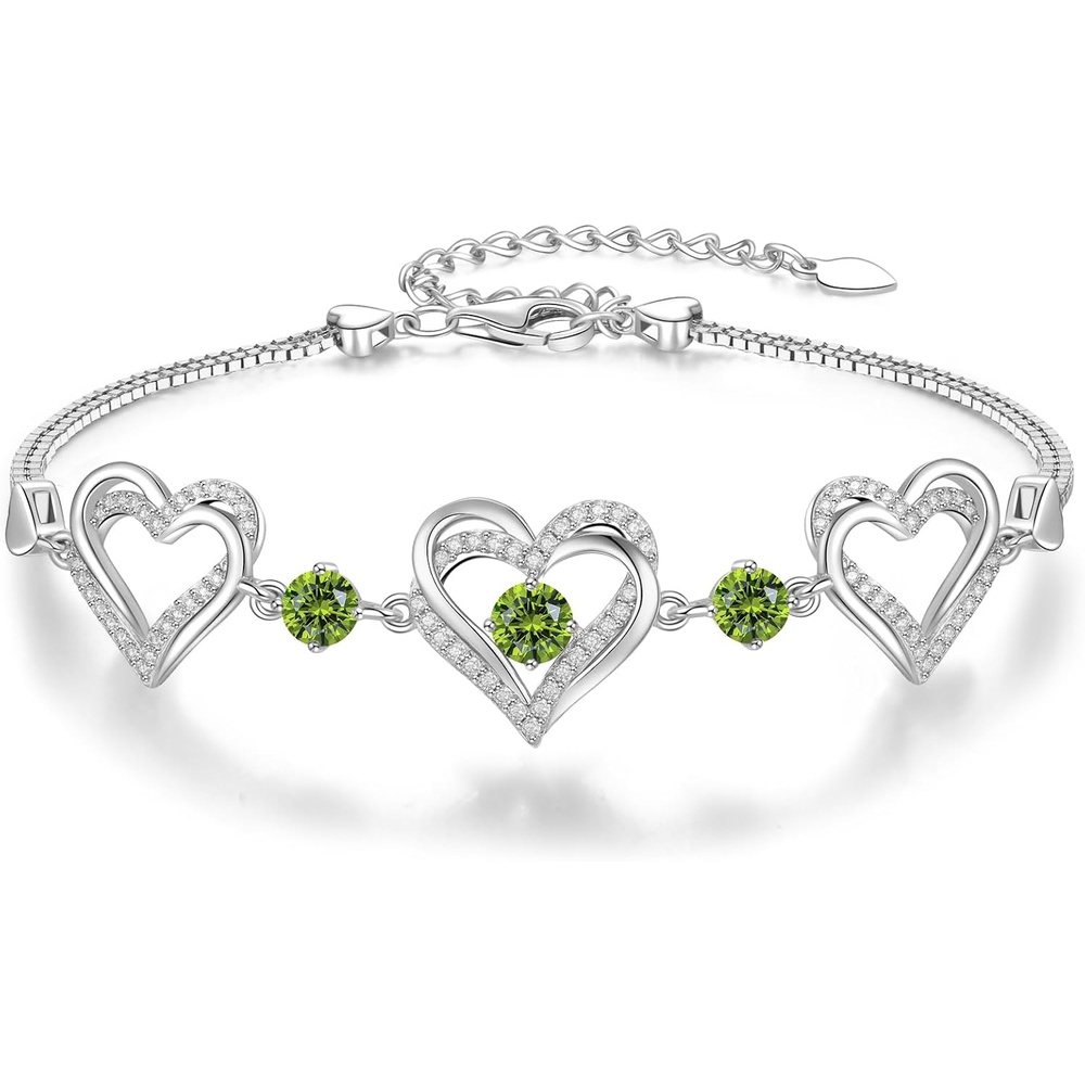 image:imageCDE 18K Rose Gold Heart BraceletsBirthstone Jewelry Gifts for Women08AugPeridot Green