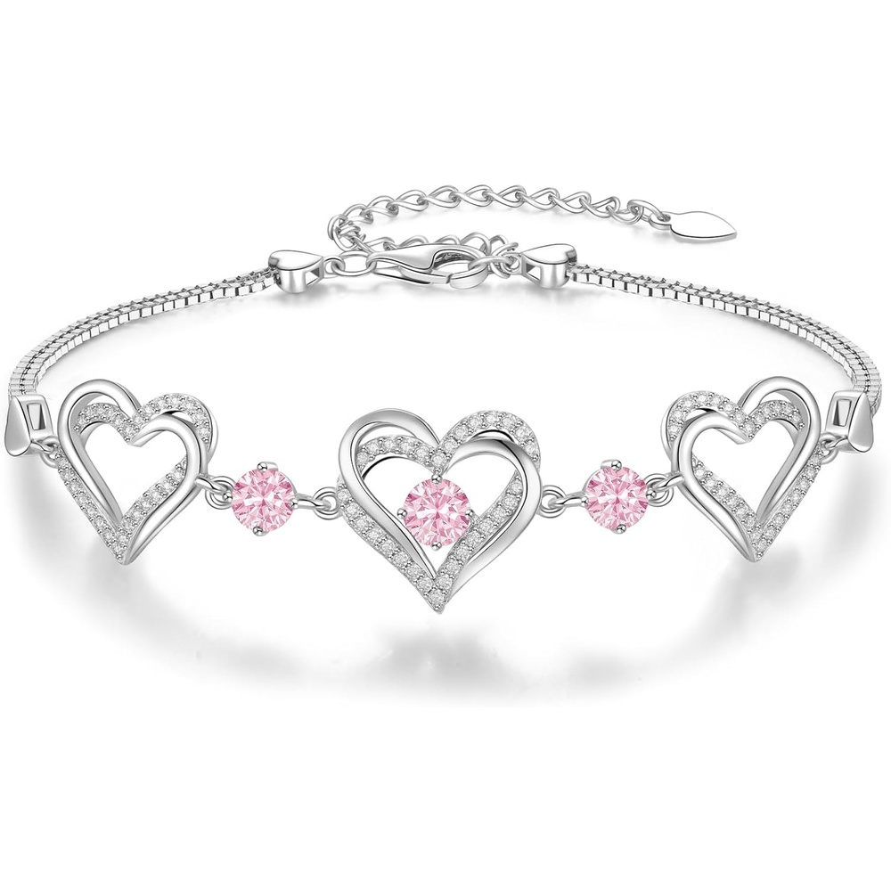image:imageCDE 18K Rose Gold Heart BraceletsBirthstone Jewelry Gifts for Women10OctVintage Pink