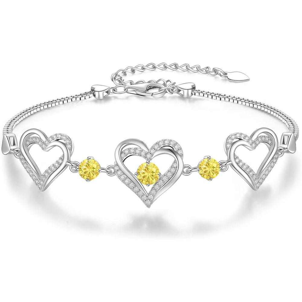image:imageCDE 18K Rose Gold Heart BraceletsBirthstone Jewelry Gifts for Women11NovCitrine Yellow