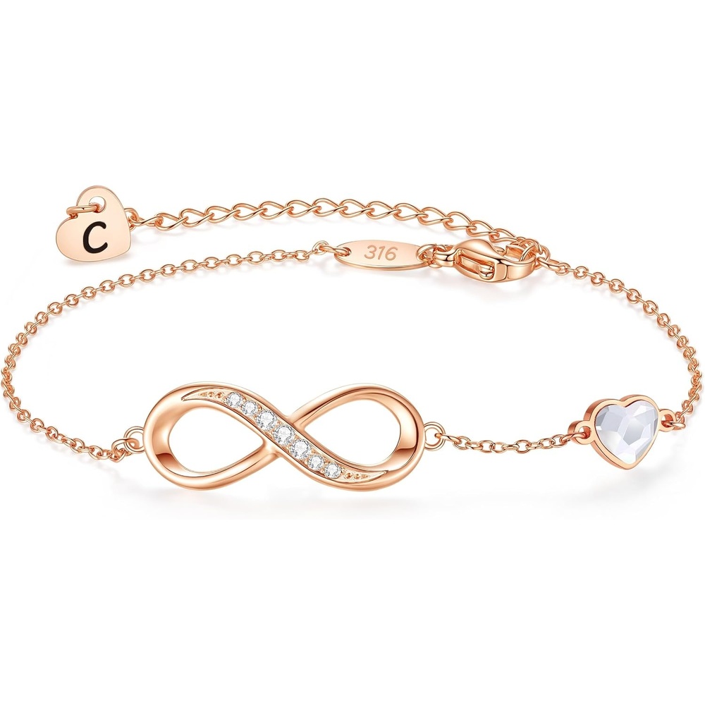 image:imageCDE Initial Heart Infinity Bracelets for Women Adjustable Dainty Letter Alphabet Charm Jewelry Birthday Gifts for Women Her Girlfriend Mom Wife03C
