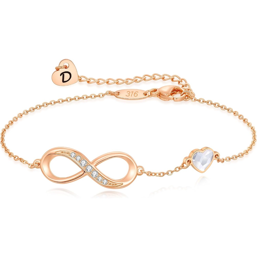 image:imageCDE Initial Heart Infinity Bracelets for Women Adjustable Dainty Letter Alphabet Charm Jewelry Birthday Gifts for Women Her Girlfriend Mom Wife04D
