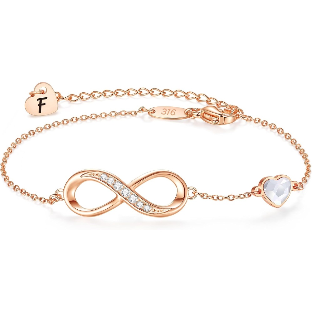 image:imageCDE Initial Heart Infinity Bracelets for Women Adjustable Dainty Letter Alphabet Charm Jewelry Birthday Gifts for Women Her Girlfriend Mom Wife06F