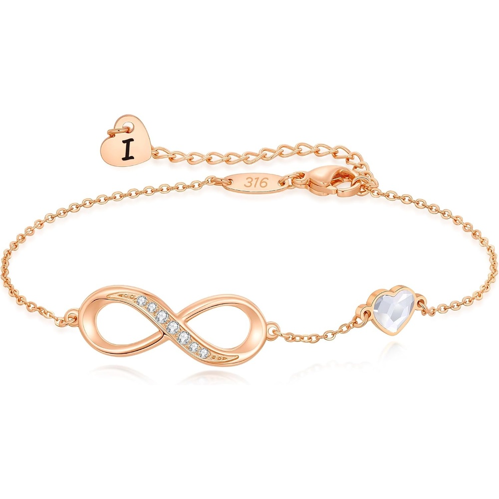 image:imageCDE Initial Heart Infinity Bracelets for Women Adjustable Dainty Letter Alphabet Charm Jewelry Birthday Gifts for Women Her Girlfriend Mom Wife09I