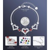 CDE 18K Rose Gold Heart Bracelets,Birthstone Jewelry Gifts for Women(01/07-Jan/Jul-Ruby Red)