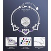 CDE 18K Rose Gold Heart Bracelets,Birthstone Jewelry Gifts for Women(02-Feb-Tanzanite Purple)