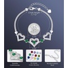 CDE 18K Rose Gold Heart Bracelets,Birthstone Jewelry Gifts for Women(05-May-Emerald Green)