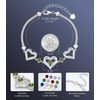 CDE 18K Rose Gold Heart Bracelets,Birthstone Jewelry Gifts for Women(08-Aug-Peridot Green)