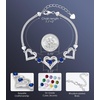 CDE 18K Rose Gold Heart Bracelets,Birthstone Jewelry Gifts for Women(09-Sept-Sapphire Blue)