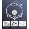 CDE 18K Rose Gold Heart Bracelets,Birthstone Jewelry Gifts for Women(10-Oct-Vintage Pink)
