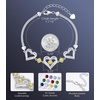 CDE 18K Rose Gold Heart Bracelets,Birthstone Jewelry Gifts for Women(11-Nov-Citrine Yellow)