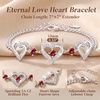 CDE 18K Rose Gold Heart Bracelets,Birthstone Jewelry Gifts for Women(Cuban Link-01/07-Jan/Jul-Ruby Red)