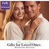 CDE 18K Rose Gold Heart Bracelets,Birthstone Jewelry Gifts for Women(Cuban Link-02-Feb-Tanzanite Purple)