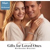 CDE 18K Rose Gold Heart Bracelets,Birthstone Jewelry Gifts for Women(Cuban Link-03-Mar-Aquamarine Blue)