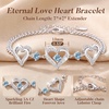 CDE 18K Rose Gold Heart Bracelets,Birthstone Jewelry Gifts for Women(Cuban Link-03-Mar-Aquamarine Blue)