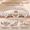 CDE 18K Rose Gold Heart Bracelets,Birthstone Jewelry Gifts for Women(Cuban Link-08-Aug-Peridot Green)