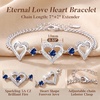 CDE 18K Rose Gold Heart Bracelets,Birthstone Jewelry Gifts for Women(Cuban Link-09-Sept-Sapphire Blue)