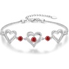 CDE 18K Rose Gold Heart Bracelets,Birthstone Jewelry Gifts for Women(01/07-Jan/Jul-Ruby Red)