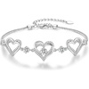 CDE 18K Rose Gold Heart Bracelets,Birthstone Jewelry Gifts for Women(04-Apr-Clear White)