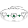 CDE 18K Rose Gold Heart Bracelets,Birthstone Jewelry Gifts for Women(05-May-Emerald Green)