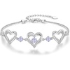 CDE 18K Rose Gold Heart Bracelets,Birthstone Jewelry Gifts for Women(06-Jun-Alexandrite Light Purple)
