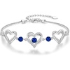 CDE 18K Rose Gold Heart Bracelets,Birthstone Jewelry Gifts for Women(09-Sept-Sapphire Blue)