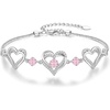 CDE 18K Rose Gold Heart Bracelets,Birthstone Jewelry Gifts for Women(10-Oct-Vintage Pink)