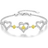 CDE 18K Rose Gold Heart Bracelets,Birthstone Jewelry Gifts for Women(11-Nov-Citrine Yellow)
