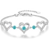 CDE 18K Rose Gold Heart Bracelets,Birthstone Jewelry Gifts for Women(12-Dec-Zircon Blue)