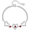 CDE 18K Rose Gold Heart Bracelets,Birthstone Jewelry Gifts for Women(Cuban Link-01/07-Jan/Jul-Ruby Red)