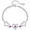 CDE 18K Rose Gold Heart Bracelets,Birthstone Jewelry Gifts for Women(Cuban Link-02-Feb-Tanzanite Purple)