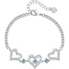 CDE 18K Rose Gold Heart Bracelets,Birthstone Jewelry Gifts for Women(Cuban Link-03-Mar-Aquamarine Blue)