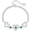 CDE 18K Rose Gold Heart Bracelets,Birthstone Jewelry Gifts for Women(Cuban Link-05-May-Emerald Green)
