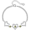 CDE 18K Rose Gold Heart Bracelets,Birthstone Jewelry Gifts for Women(Cuban Link-08-Aug-Peridot Green)