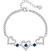 CDE 18K Rose Gold Heart Bracelets,Birthstone Jewelry Gifts for Women(Cuban Link-09-Sept-Sapphire Blue)