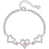 CDE 18K Rose Gold Heart Bracelets,Birthstone Jewelry Gifts for Women(Cuban Link-10-Oct-Vintage Pink)