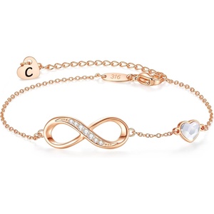 CDE Initial Heart Infinity Bracelets for Women Adjustable Dainty Letter Alphabet Charm Jewelry Birthday Gifts for Women Her Girlfriend Mom Wife(03-C)